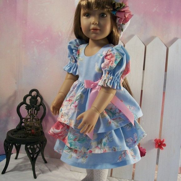 18"-19"Cats, "Shabby Rose" Ruffled Dress, Hat Free - Picture 5 of 7